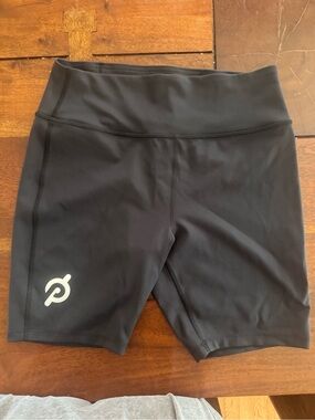 Peloton Black Mid-Rise Bike Shorts with Logo